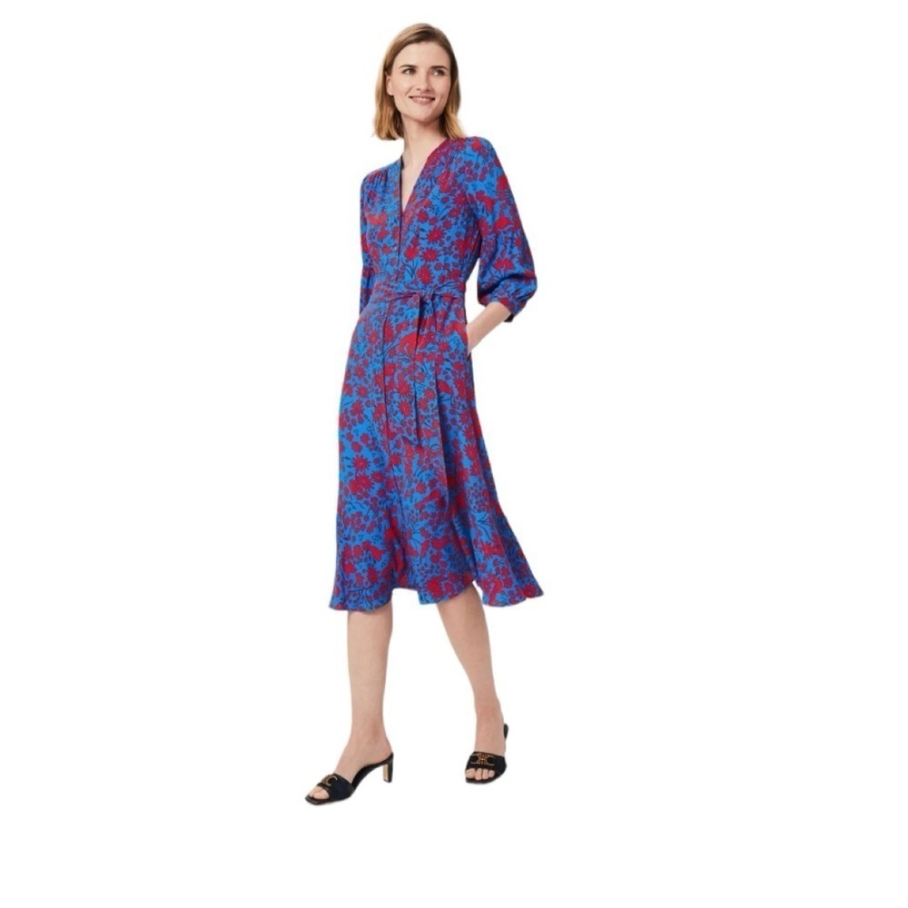 NWT Hobbs London CARLA FLORAL MIDI DRESS Size 4 - Picture 2 of 12